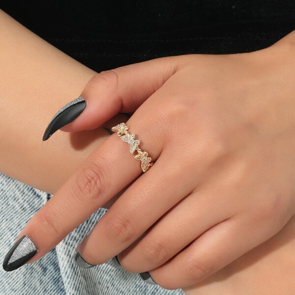 

Zircon Butterfly Decor Ring, Gold