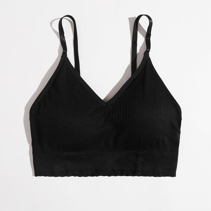 

Solid Textured Bralette, Black
