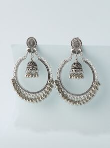 适合日常佩戴的复古女士耳环 - 銀色 - 查看 2