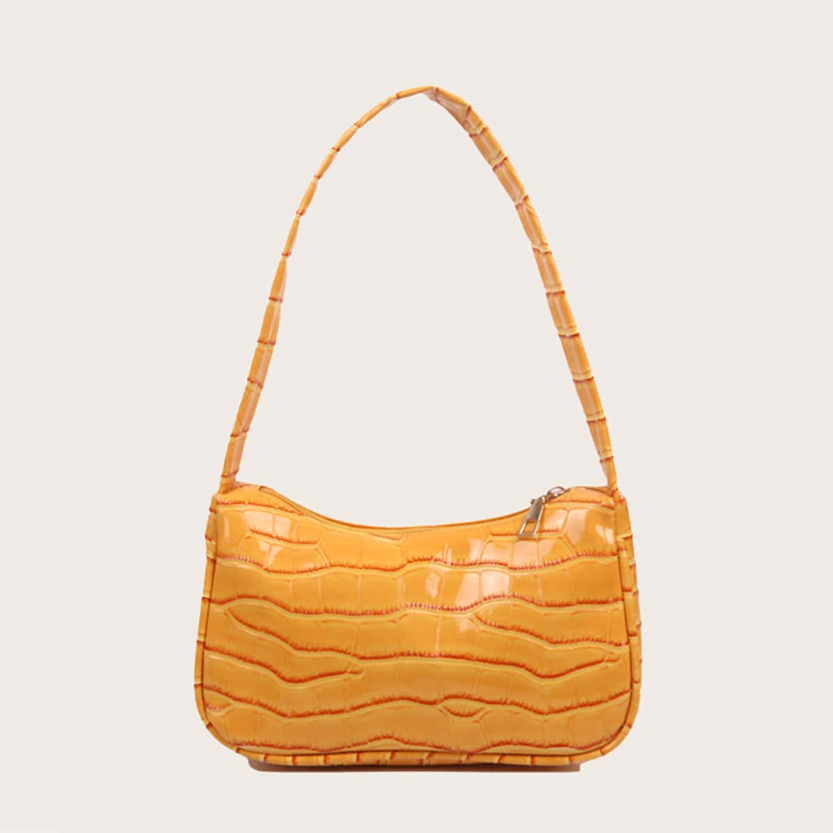 

Croc Embossed Baguette Bag, Yellow