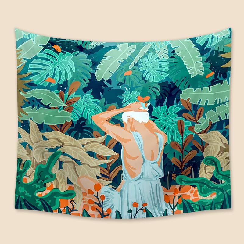 

Tropical & Figure Graphic Tapestry, Multicolor