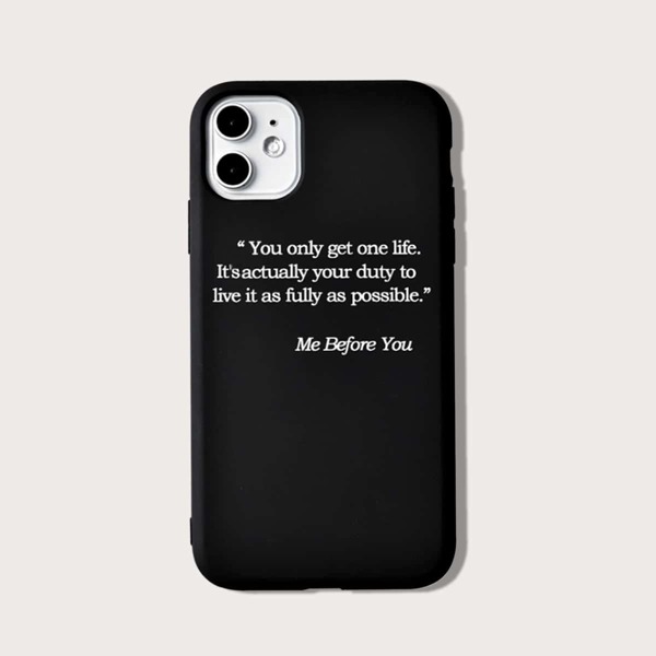 

Slogan Graphic Phone Case, Black