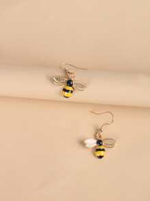 Bee Design Earrings - Yellow - View 9