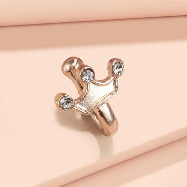 

Rhinestone Crown Decor Nose Ring, Gold