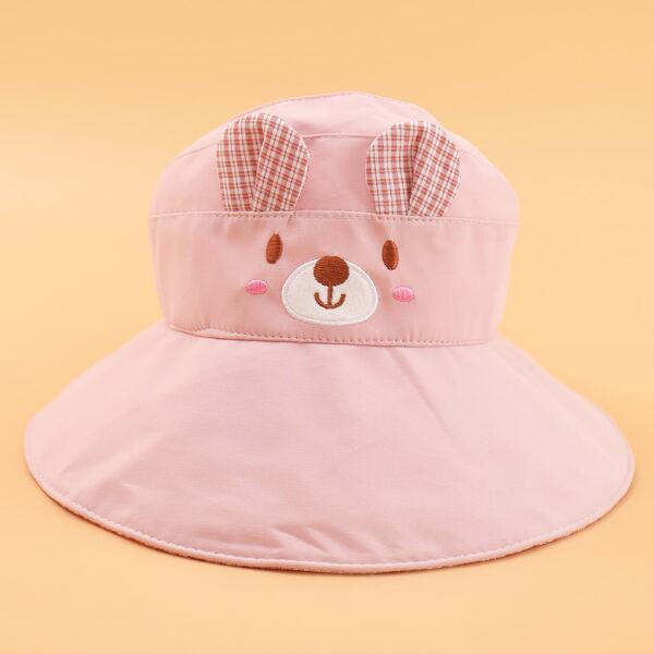 

Toddler Girls Cartoon Bear Embroidered Hat, Pink