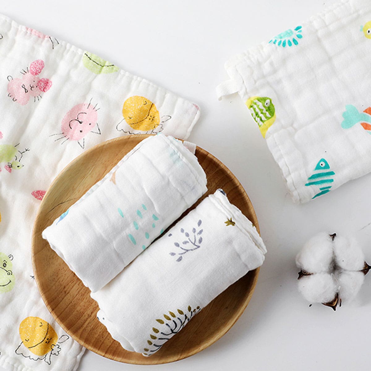 

1pc Random Pattern Kids Face Towel, White