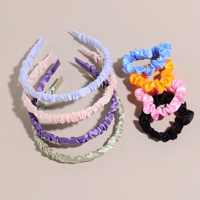 

4pcs Headband & 4pcs Hair Scrunchie, Multicolor