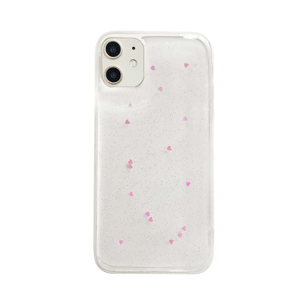 

Heart Pattern Glitter Phone Case, Clear