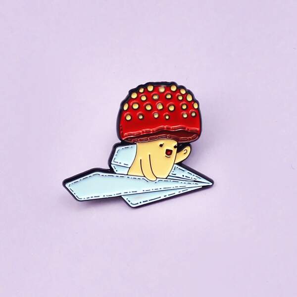 

Kids Cartoon Mushroom Design Brooch, Multicolor
