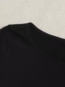 SHEIN EZwear 2 Packs Women Solid Color Round Neck Short Sleeve Crop Top - Black and White - View 3