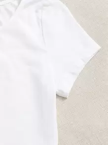 SHEIN EZwear 2 Packs Women Solid Color Round Neck Short Sleeve Crop Top - Black and White - View 4