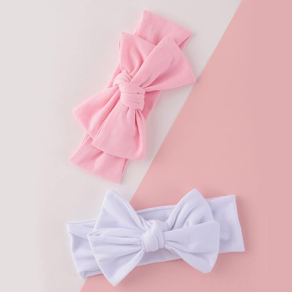 

2pcs Baby Bow Decor Hair Band, Multicolor