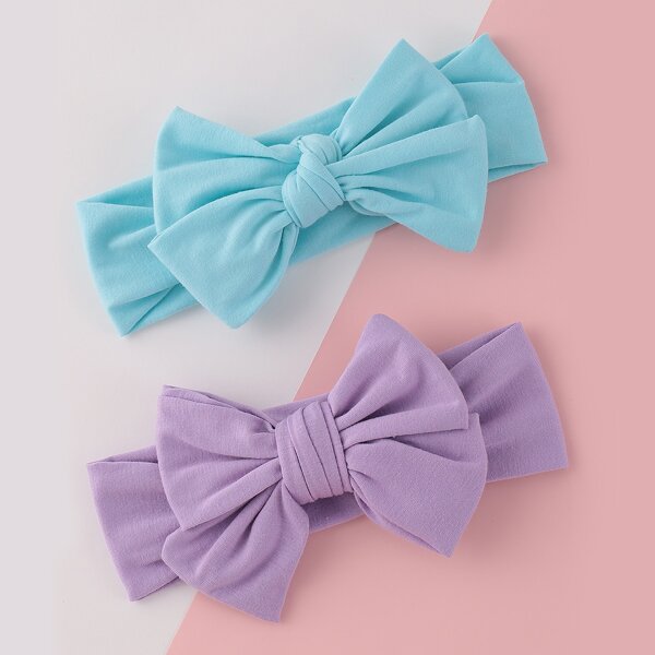 

2pcs Baby Bow Decor Hair Band, Multicolor