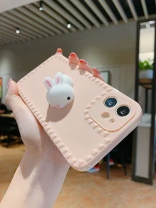 Handyetui mit 3D Hase Dekor - Pink - Übersicht 3