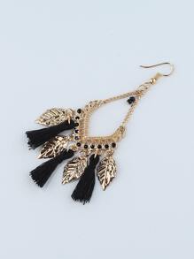 Bông tai thả hình lá & tua rua - Nhiều màu - Xem 3