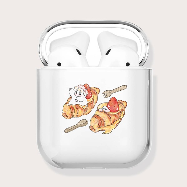 

Прозрачный чехол для Airpods с мультипликационным принтом