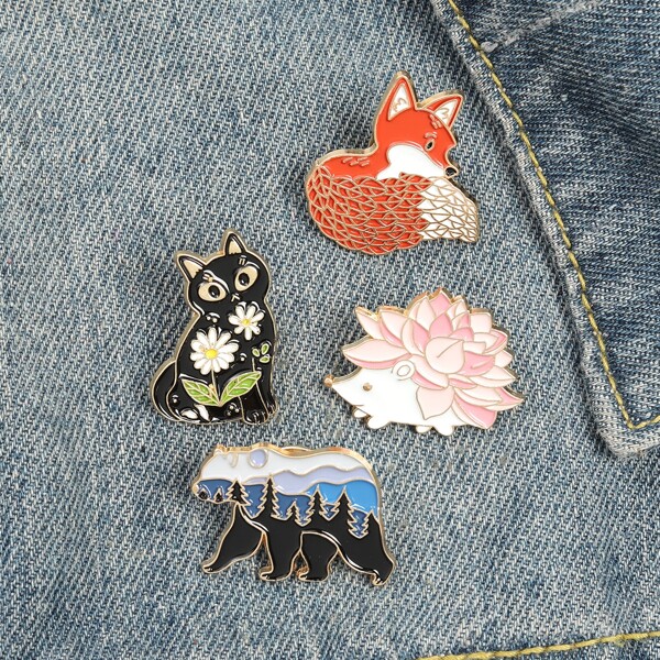 

4pcs Animal Pattern Brooch, Multicolor