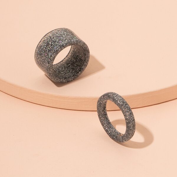 

2pcs Sequin Decor Ring, Multicolor