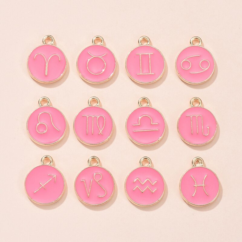 

12pcs Constellation Jewelry Accessory, Pink