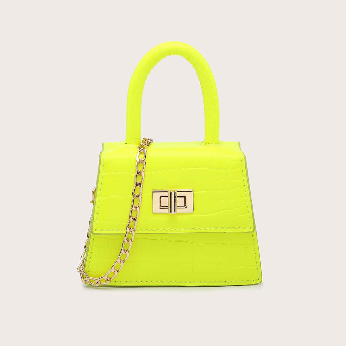 

Croc Embossed Mini Satchel Bag, Yellow