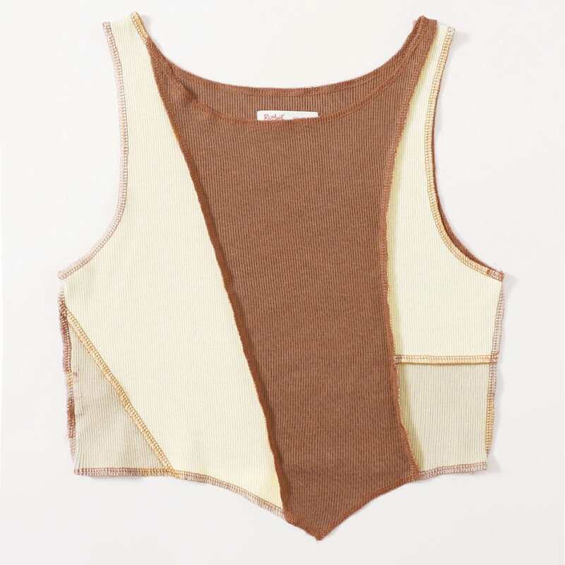 

Colorblock Contrast Stitching Ribbed Tank Top, Multicolor