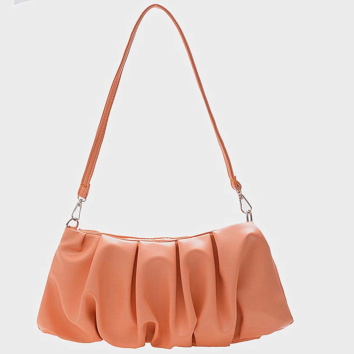 

Solid Ruched Baguette Bag, Orange