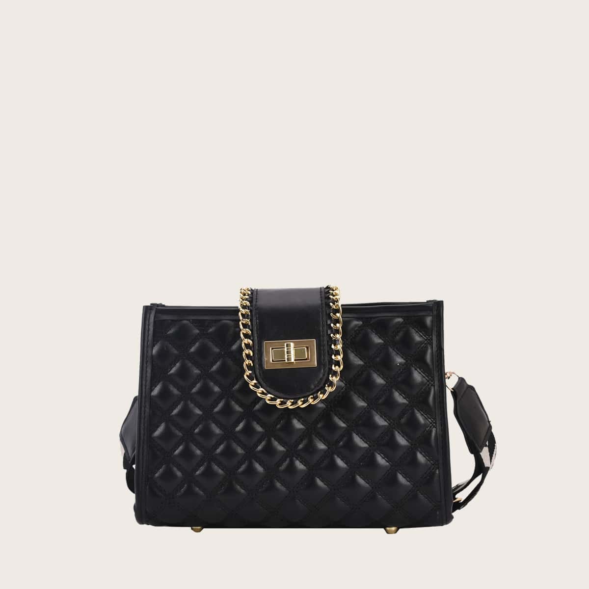 

Quilted Guitar Strap Crossbody Bag, Black