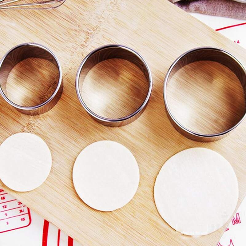 

3pcs Stainless Steel Cut Dumpling Skin Mold, Silver