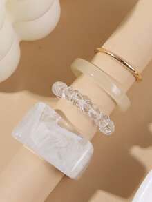 4入組簡約戒指 - 彩色 - 查看 2