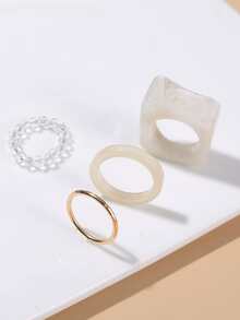 4入組簡約戒指 - 彩色 - 查看 4
