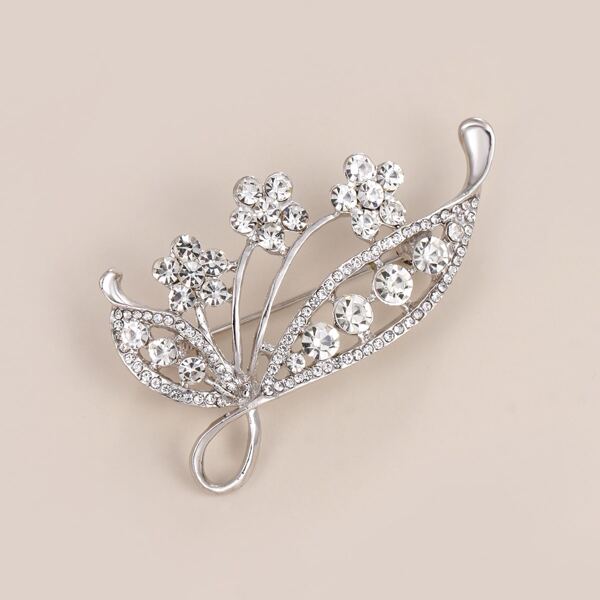 

Rhinestone Decor Brooch, Silver
