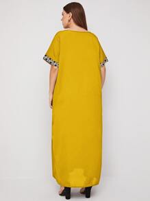 Al Najma 大碼幾何圖案直筒連衣裙 - 黃色 - 查看 2