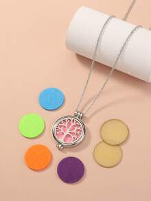 1 pieza relicario Collar con 7 piezas DIY Accesorios - Plateado - Ver 7