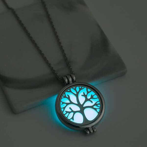 

1pc Open Locket Necklace With 7pcs DIY Accessories, Silver