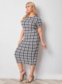 SHEIN Đầm Plus Size răng cưa Thanh lịch - Nhiều màu - Xem 4