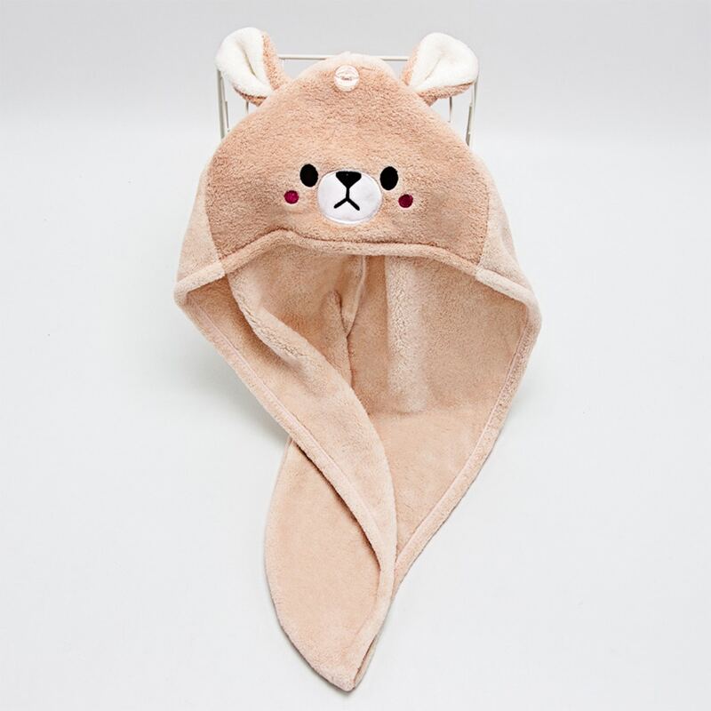 

1pc Kids Cartoon Bear Dry Shower Cap, Khaki