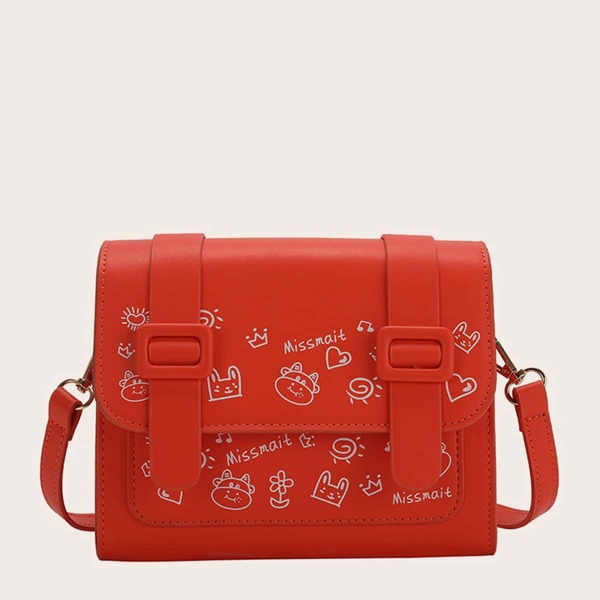 

Cartoon Graphic Crossbody Bag, Red