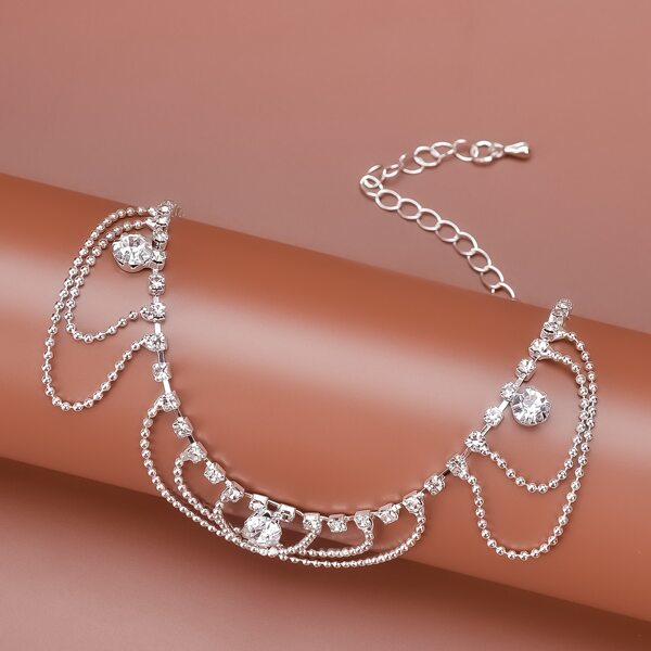 

Rhinestone Decor Anklet, Silver