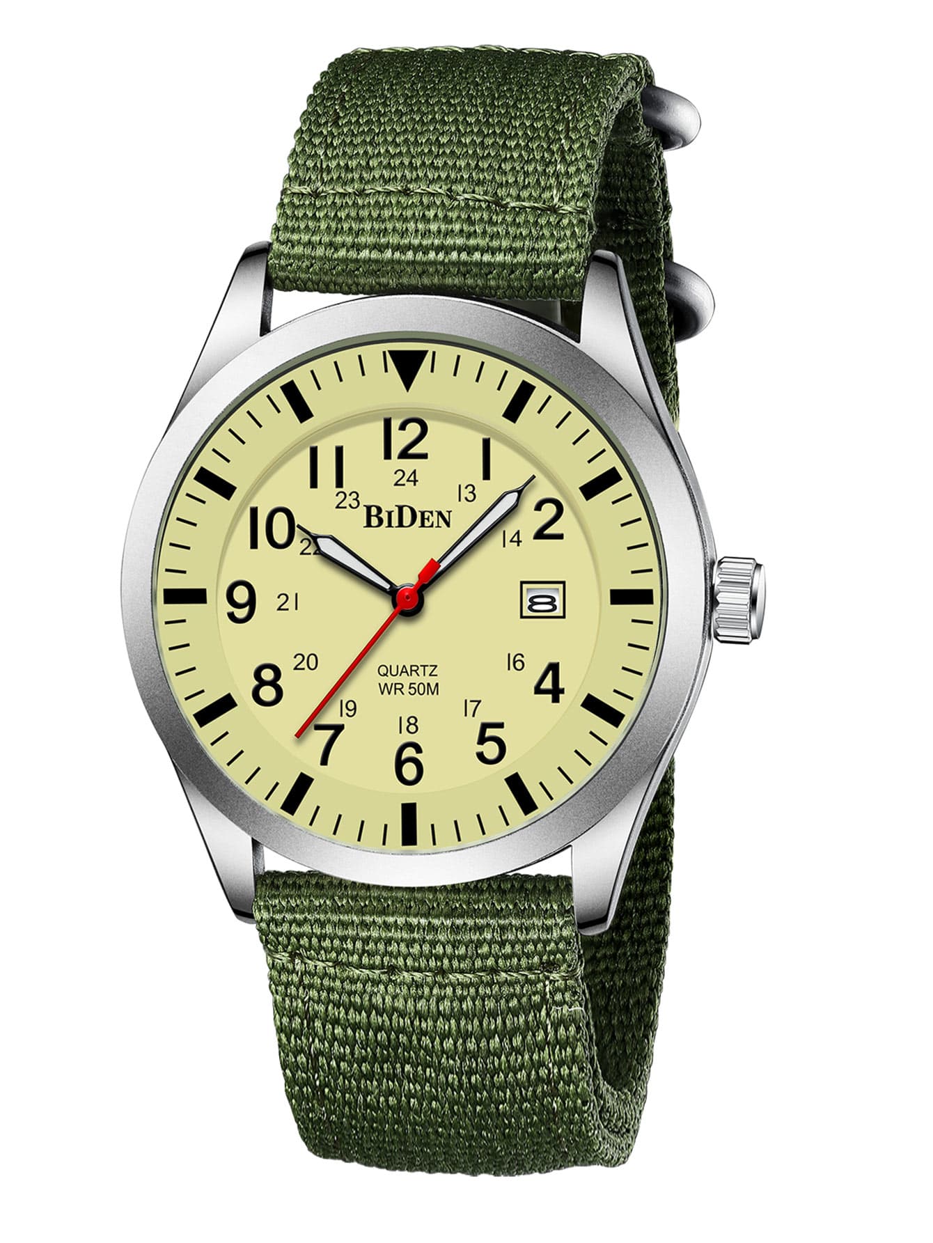 Reloj de cuarzo de fecha resistencia al agua para hombres - Plateado - Ver 1