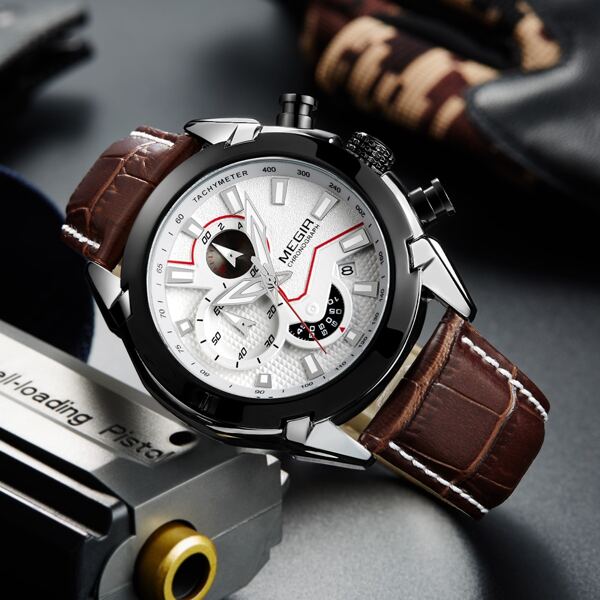 

Men Round Pointer Chronograph Quartz Watch