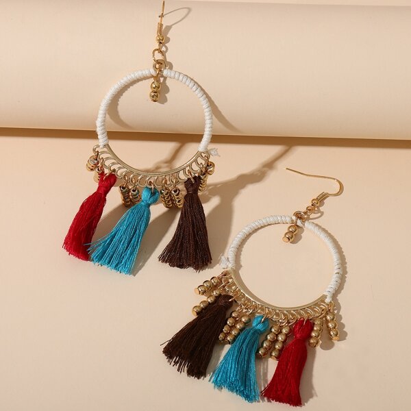 

Tassel Design Drop Earrings, Multicolor