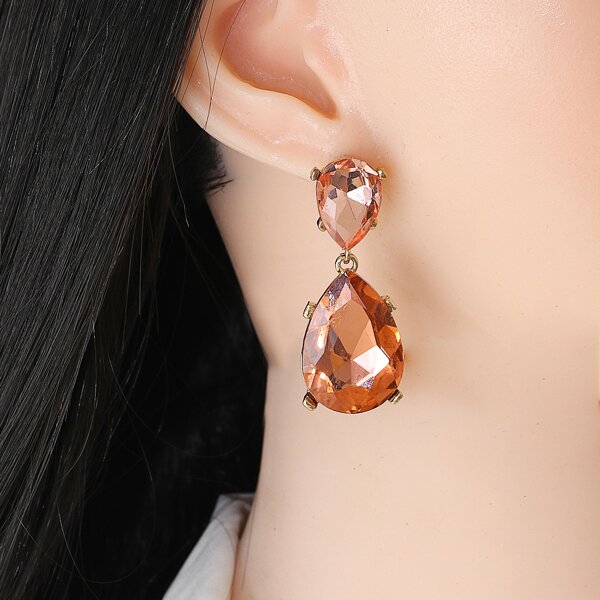 

Water Drop Decor Earrings, Pink
