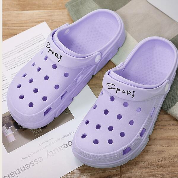 

Letter Graphic Vented Clogs, Purple