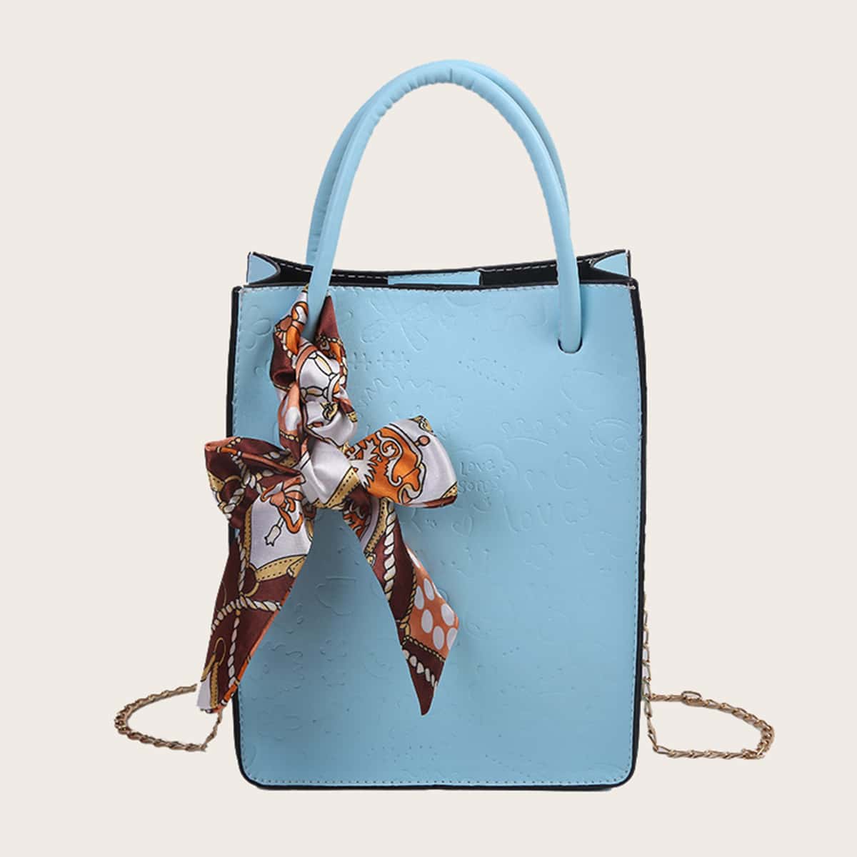 

Twilly Scarf Decor Satchel Bag, Baby blue