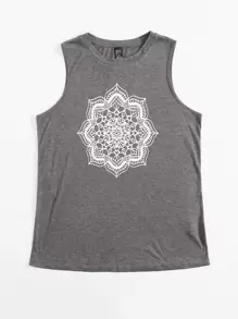 SHEIN LUNE Top tank con estampado floral - Gris - Ver 5