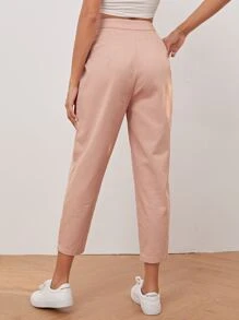 Mulvari Fold Pleated Detail Cropped Pants - Dusty Pink - View 2