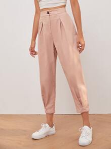 Mulvari Fold Pleated Detail Cropped Pants - Dusty Pink - View 3