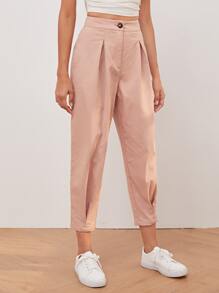 Mulvari Fold Pleated Detail Cropped Pants - Dusty Pink - View 4