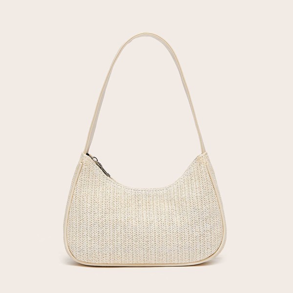 

Straw Baguette Bag, Beige