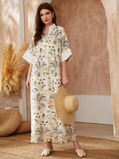 Al Najma Plants Print Tunic Dress, Modest